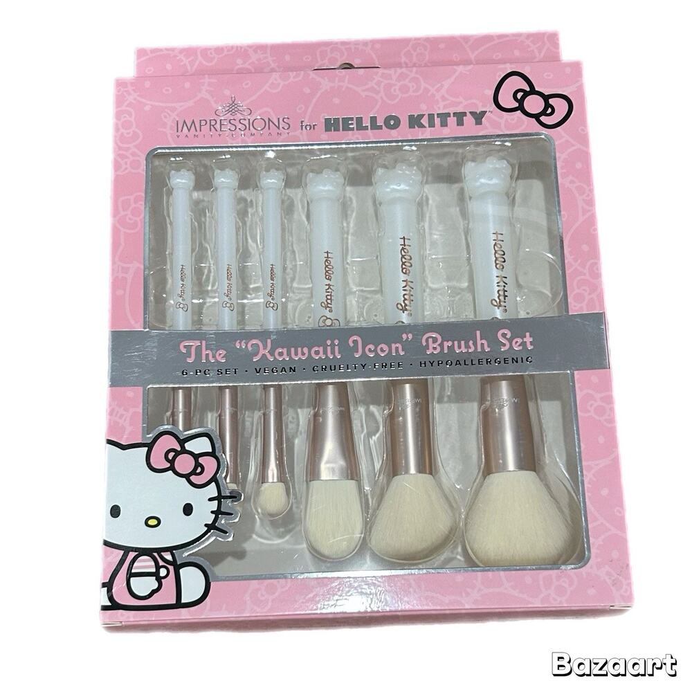 New Hello Kitty "KAWAII ICON" Brush Set 6 Pc Make Up Brush By Impressions